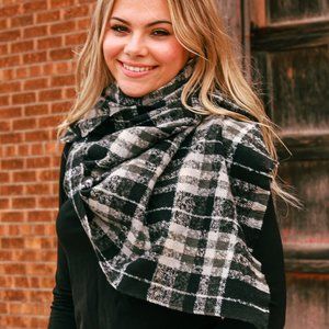 Black Winter Thick Large Plaid Scarf